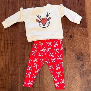 NWT baby girl reindeer two 2 piece outfit 0-3 months cat & jack 2 sets